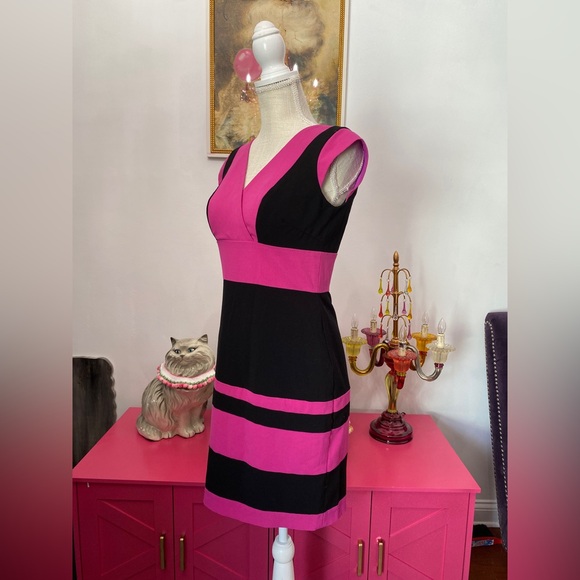 MARC NEW YORK BLACK PINK STRETCH SHEATH DRESS PANELED 4 SMALL - Picture 5 of 8